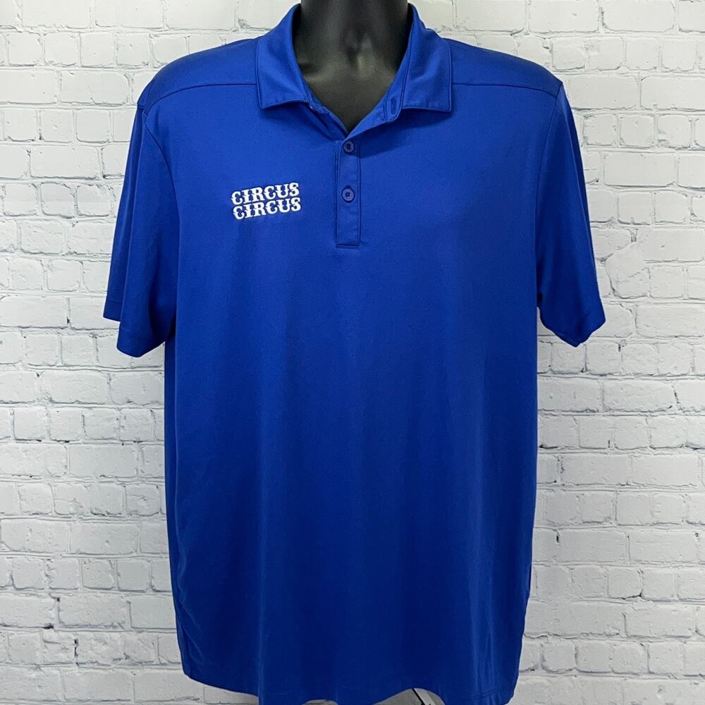 Circus Circus Las Vegas Casino Polo Shirt XL X-Large Blue UPF 50 Embroidered